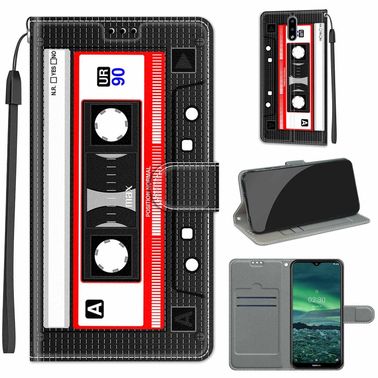 Custodia in pelle PU a vibrazione orizzontale con chiusura magnetica a disegno colorato di tensione con supporto e slot per schede, For Nokia 2.3