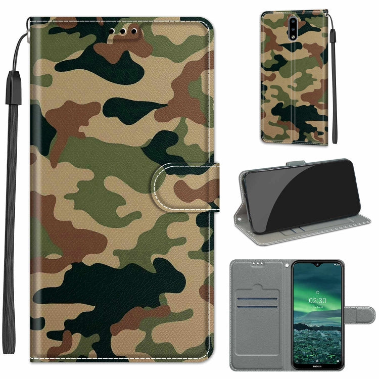 Custodia in pelle PU a vibrazione orizzontale con chiusura magnetica a disegno colorato di tensione con supporto e slot per schede, For Nokia 2.3