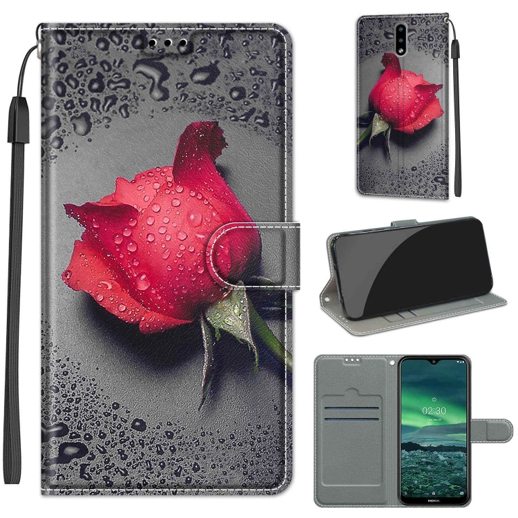 Custodia in pelle PU a vibrazione orizzontale con chiusura magnetica a disegno colorato di tensione con supporto e slot per schede, For Nokia 2.3