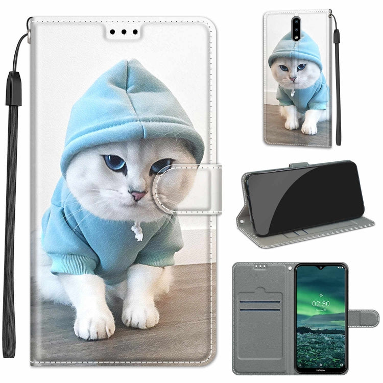 Custodia in pelle PU a vibrazione orizzontale con chiusura magnetica a disegno colorato di tensione con supporto e slot per schede, For Nokia 2.3