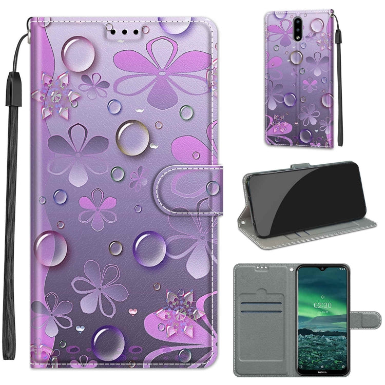 Custodia in pelle PU a vibrazione orizzontale con chiusura magnetica a disegno colorato di tensione con supporto e slot per schede, For Nokia 2.3