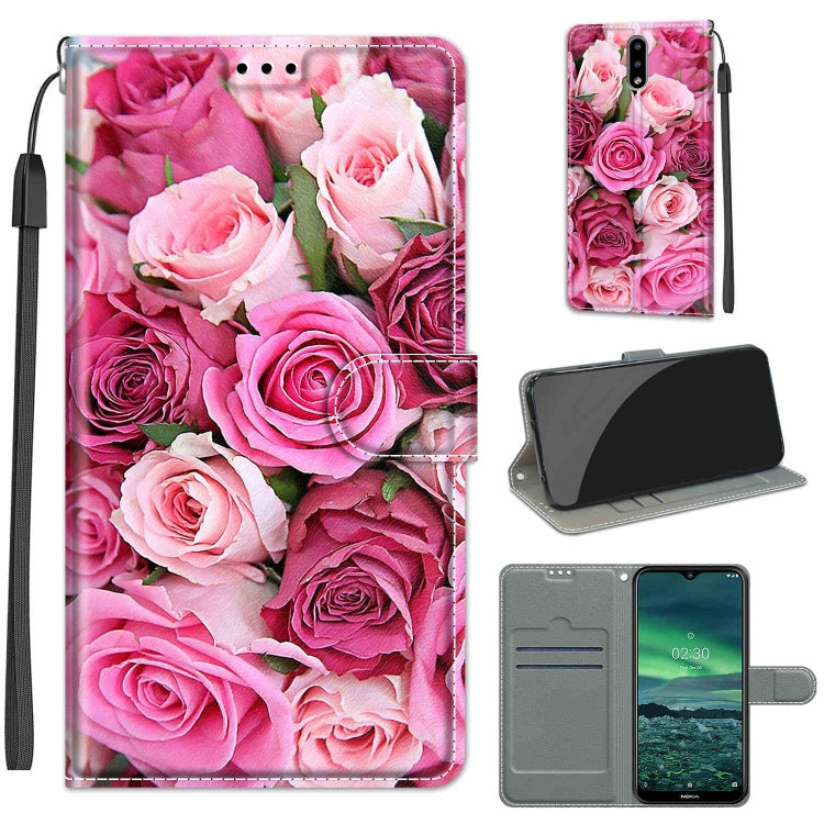 Custodia in pelle PU a vibrazione orizzontale con chiusura magnetica a disegno colorato di tensione con supporto e slot per schede, For Nokia 2.3