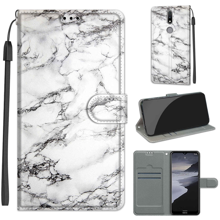 Custodia in pelle PU a vibrazione orizzontale con chiusura magnetica a disegno colorato di tensione con supporto e slot per schede, For Nokia 2.4