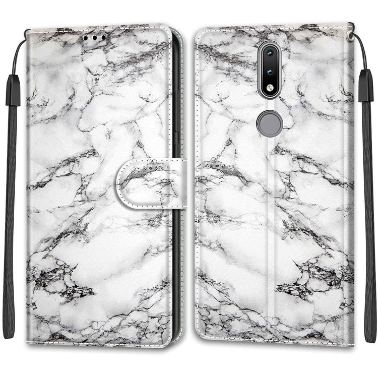 Custodia in pelle PU a vibrazione orizzontale con chiusura magnetica a disegno colorato di tensione con supporto e slot per schede, For Nokia 2.4