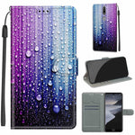 Custodia in pelle PU a vibrazione orizzontale con chiusura magnetica a disegno colorato di tensione con supporto e slot per schede, For Nokia 2.4