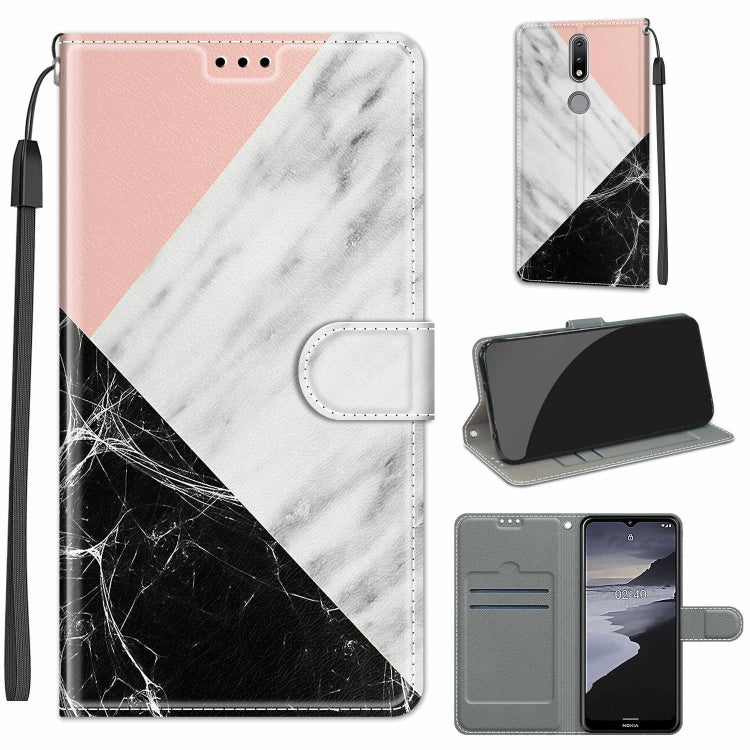 Custodia in pelle PU a vibrazione orizzontale con chiusura magnetica a disegno colorato di tensione con supporto e slot per schede, For Nokia 2.4