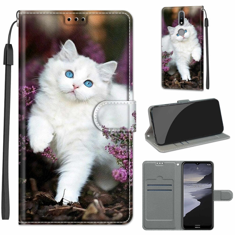 Custodia in pelle PU a vibrazione orizzontale con chiusura magnetica a disegno colorato di tensione con supporto e slot per schede, For Nokia 2.4