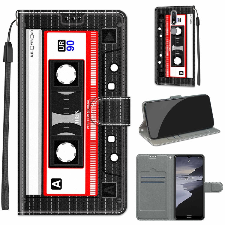 Custodia in pelle PU a vibrazione orizzontale con chiusura magnetica a disegno colorato di tensione con supporto e slot per schede, For Nokia 2.4