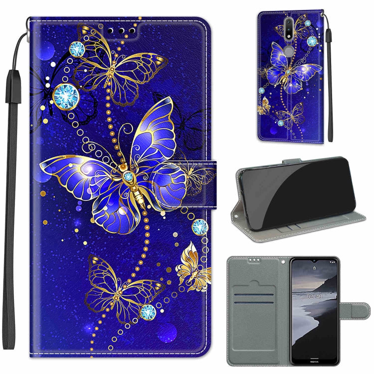 Custodia in pelle PU a vibrazione orizzontale con chiusura magnetica a disegno colorato di tensione con supporto e slot per schede, For Nokia 2.4