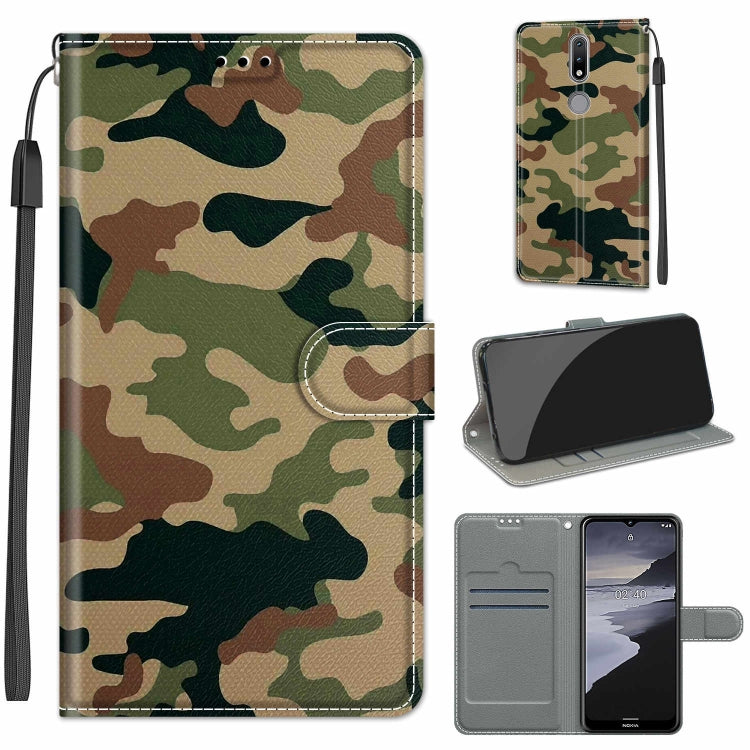 Custodia in pelle PU a vibrazione orizzontale con chiusura magnetica a disegno colorato di tensione con supporto e slot per schede, For Nokia 2.4