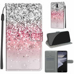 Custodia in pelle PU a vibrazione orizzontale con chiusura magnetica a disegno colorato di tensione con supporto e slot per schede, For Nokia 2.4
