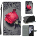 Custodia in pelle PU a vibrazione orizzontale con chiusura magnetica a disegno colorato di tensione con supporto e slot per schede, For Nokia 2.4