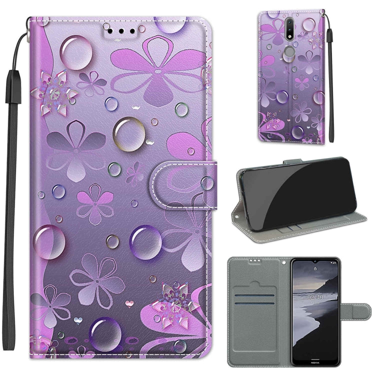 Custodia in pelle PU a vibrazione orizzontale con chiusura magnetica a disegno colorato di tensione con supporto e slot per schede, For Nokia 2.4