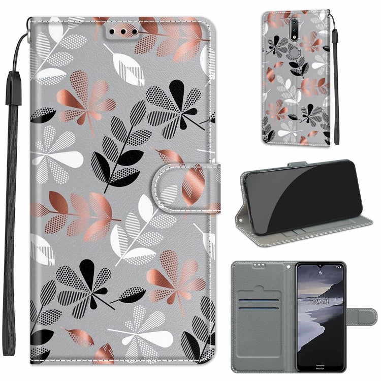 Custodia in pelle PU a vibrazione orizzontale con chiusura magnetica a disegno colorato di tensione con supporto e slot per schede, For Nokia 2.4