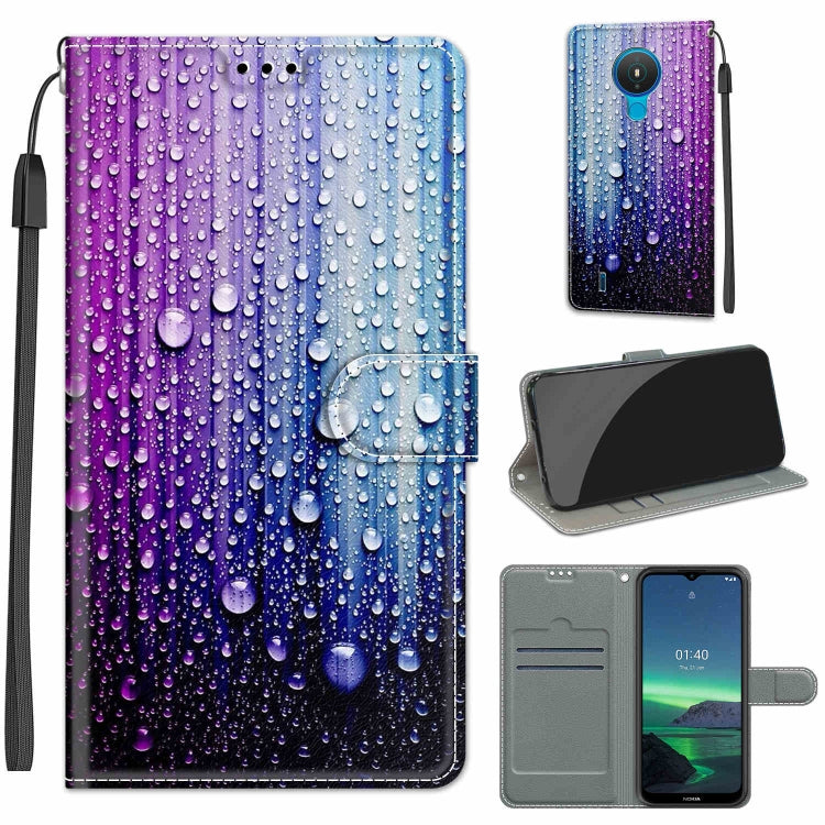 Custodia in pelle PU a vibrazione orizzontale con chiusura magnetica a disegno colorato di tensione con supporto e slot per schede, For Nokia 1.4
