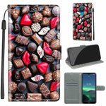 Custodia in pelle PU a vibrazione orizzontale con chiusura magnetica a disegno colorato di tensione con supporto e slot per schede, For Nokia 1.4