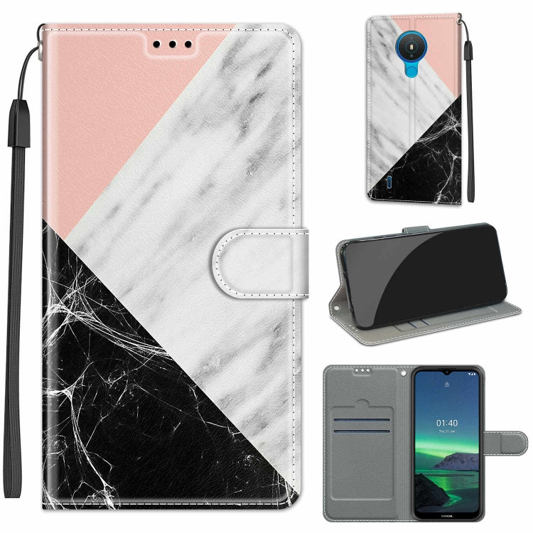 Custodia in pelle PU a vibrazione orizzontale con chiusura magnetica a disegno colorato di tensione con supporto e slot per schede, For Nokia 1.4