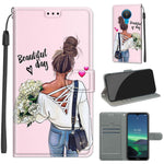 Custodia in pelle PU a vibrazione orizzontale con chiusura magnetica a disegno colorato di tensione con supporto e slot per schede, For Nokia 1.4