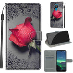 Custodia in pelle PU a vibrazione orizzontale con chiusura magnetica a disegno colorato di tensione con supporto e slot per schede, For Nokia 1.4