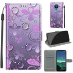 Custodia in pelle PU a vibrazione orizzontale con chiusura magnetica a disegno colorato di tensione con supporto e slot per schede, For Nokia 1.4