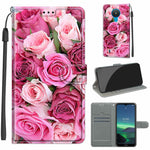 Custodia in pelle PU a vibrazione orizzontale con chiusura magnetica a disegno colorato di tensione con supporto e slot per schede, For Nokia 1.4
