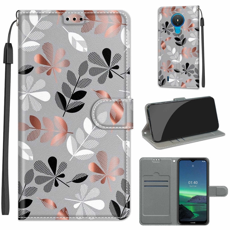 Custodia in pelle PU a vibrazione orizzontale con chiusura magnetica a disegno colorato di tensione con supporto e slot per schede, For Nokia 1.4