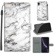 Custodia in pelle PU a vibrazione orizzontale con chiusura magnetica a disegno colorato di tensione con supporto e slot per schede, For iPhone XR