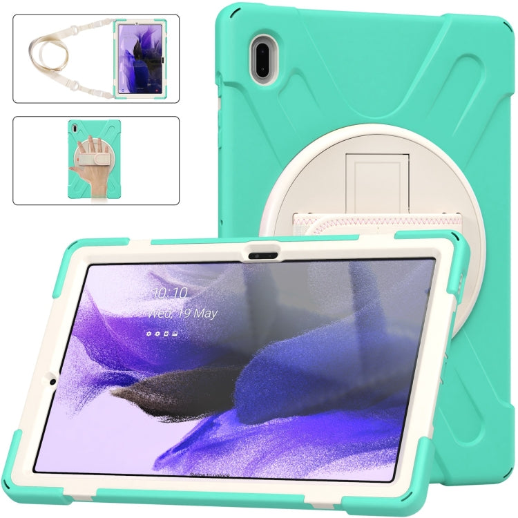 Custodia protettiva in silicone + PC con supporto e tracolla, For Samsung Galaxy Tab S7 FE 5G 12.4 T730, For Samsung Galaxy Tab S7 FE T730 / S7+ / S9+ /S8+