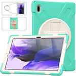 Custodia protettiva in silicone + PC con supporto e tracolla, For Samsung Galaxy Tab S7 FE 5G 12.4 T730, For Samsung Galaxy Tab S7 FE T730 / S7+ / S9+ /S8+