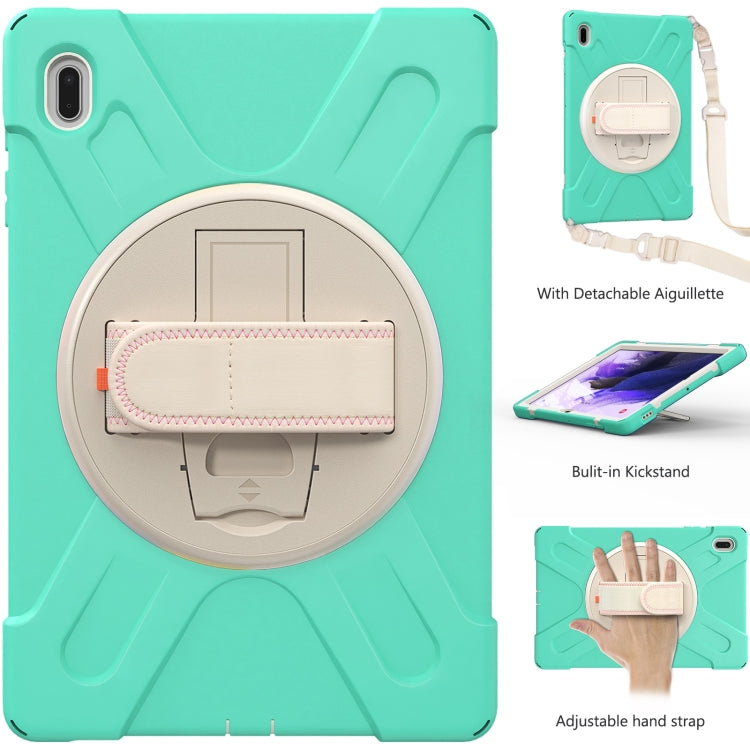 Custodia protettiva in silicone + PC con supporto e tracolla, For Samsung Galaxy Tab S7 FE 5G 12.4 T730, For Samsung Galaxy Tab S7 FE T730 / S7+ / S9+ /S8+