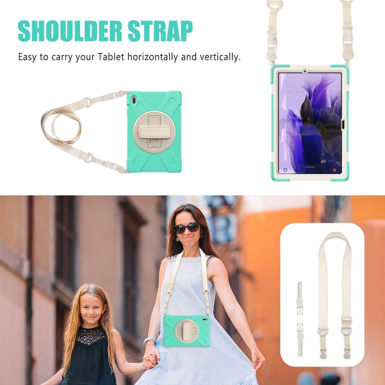 Custodia protettiva in silicone + PC con supporto e tracolla, For Samsung Galaxy Tab S7 FE 5G 12.4 T730, For Samsung Galaxy Tab S7 FE T730 / S7+ / S9+ /S8+