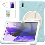 Custodia protettiva in silicone + PC con supporto e tracolla, For Samsung Galaxy Tab S7 FE 5G 12.4 T730, For Samsung Galaxy Tab S7 FE T730 / S7+ / S9+ /S8+