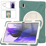 Custodia protettiva in silicone + PC con supporto e tracolla, For Samsung Galaxy Tab S7 FE 5G 12.4 T730, For Samsung Galaxy Tab S7 FE T730 / S7+ / S9+ /S8+