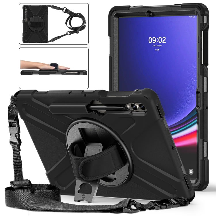 Custodia protettiva in silicone + PC con supporto e tracolla, For Samsung Galaxy Tab S7 FE 5G 12.4 T730, For Samsung Galaxy Tab S7 FE T730 / S7+ / S9+ /S8+