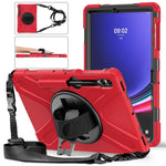 Custodia protettiva in silicone + PC con supporto e tracolla, For Samsung Galaxy Tab S7 FE 5G 12.4 T730, For Samsung Galaxy Tab S7 FE T730 / S7+ / S9+ /S8+
