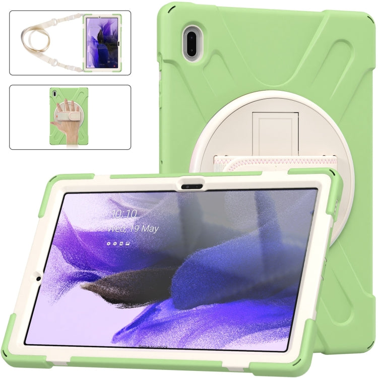 Custodia protettiva in silicone + PC con supporto e tracolla, For Samsung Galaxy Tab S7 FE 5G 12.4 T730, For Samsung Galaxy Tab S7 FE T730 / S7+ / S9+ /S8+