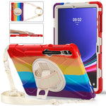 Custodia protettiva in silicone + PC con supporto e tracolla, For Samsung Galaxy Tab S7 FE 5G 12.4 T730, For Samsung Galaxy Tab S7 FE T730 / S7+ / S9+ /S8+