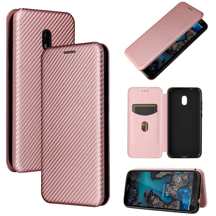 Struttura in fibra di carbonio Flip orizzontale magnetico Custodia in pelle TPU + PC + PU con slot per schede, For Nokia C1 Plus, For Samsung Galaxy A03s, For UMIDIGI A11