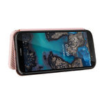 Struttura in fibra di carbonio Flip orizzontale magnetico Custodia in pelle TPU + PC + PU con slot per schede, For Nokia C1 Plus, For Samsung Galaxy A03s, For UMIDIGI A11