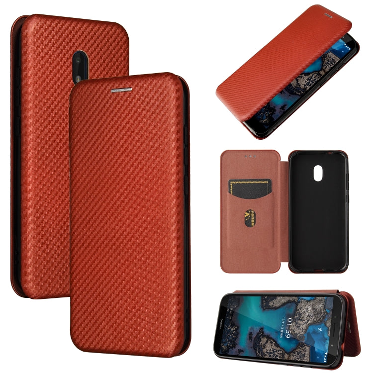 Struttura in fibra di carbonio Flip orizzontale magnetico Custodia in pelle TPU + PC + PU con slot per schede, For Nokia C1 Plus, For Samsung Galaxy A03s, For UMIDIGI A11