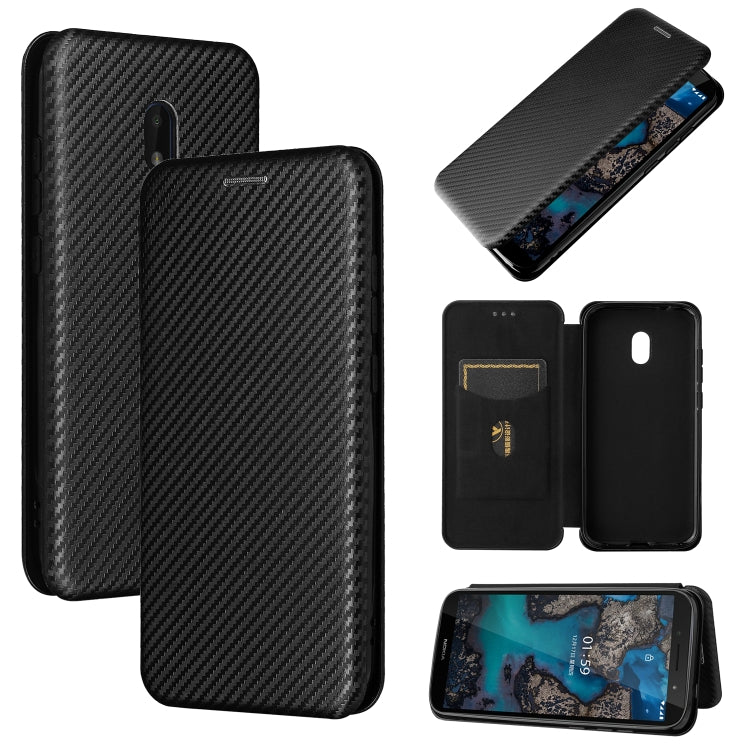 Struttura in fibra di carbonio Flip orizzontale magnetico Custodia in pelle TPU + PC + PU con slot per schede, For Nokia C1 Plus, For Samsung Galaxy A03s, For UMIDIGI A11