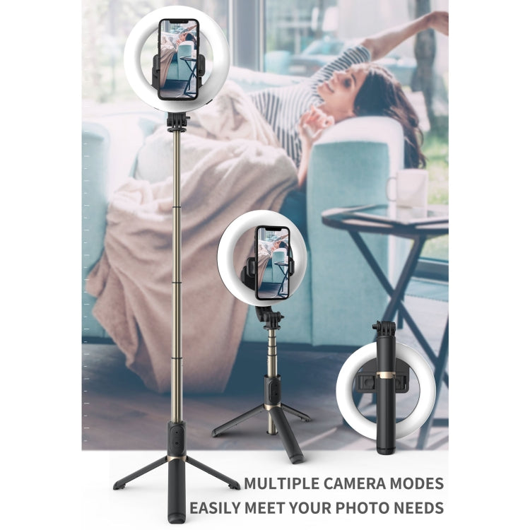 Treppiede portatile per selfie stick Bluetooth con luce ad anello Q07 da 6 pollici, Q07