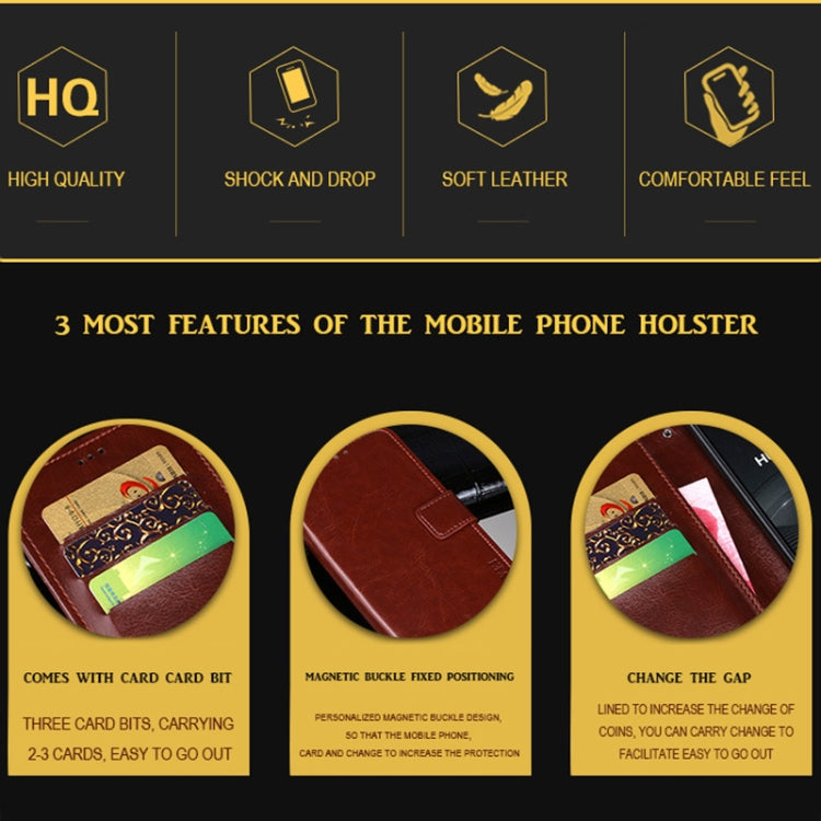 idewei Custodia in pelle a vibrazione orizzontale Crazy Horse Texture con supporto e slot per carte e portafoglio, For Nokia C20 Plus, For OPPO Realme C11 (2021), For vivo V21e 4G