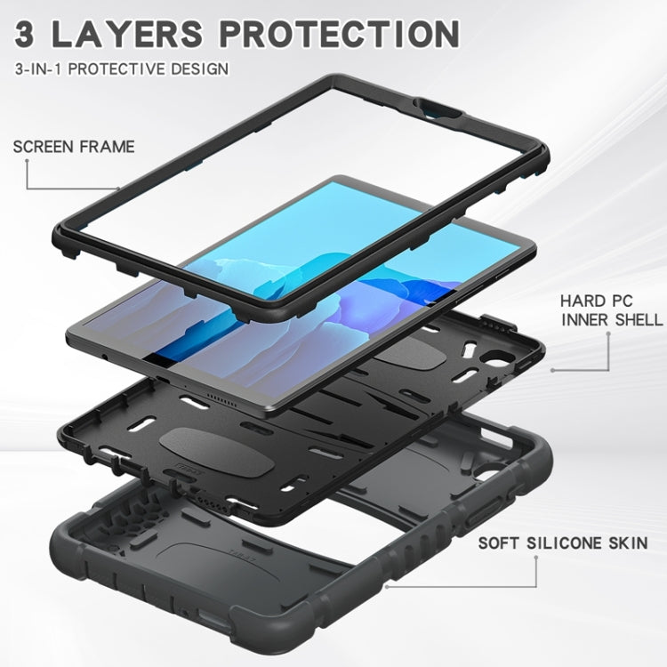 Cornice dello schermo di protezione a 3 strati + PC + Custodia combinata antiurto in silicone con supporto, For Samsung Galaxy Tab A7 Lite 8.7 inch 2021