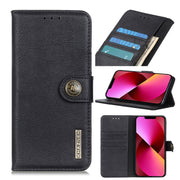 KHAZNEH Custodia in pelle a conchiglia orizzontale con struttura in pelle bovina con supporto, slot per carte e portafoglio, For iPhone 13, For iPhone 13 Pro, For iPhone 13 Pro Max