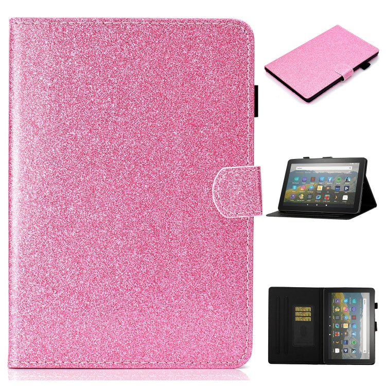 Per Amazon Fire HD 10 (2021) Custodia in pelle con flip orizzontale in polvere glitterata con slot per schede e supporto e funzione Sleep / Wake-up, For Amazon Fire HD 10 (2021)