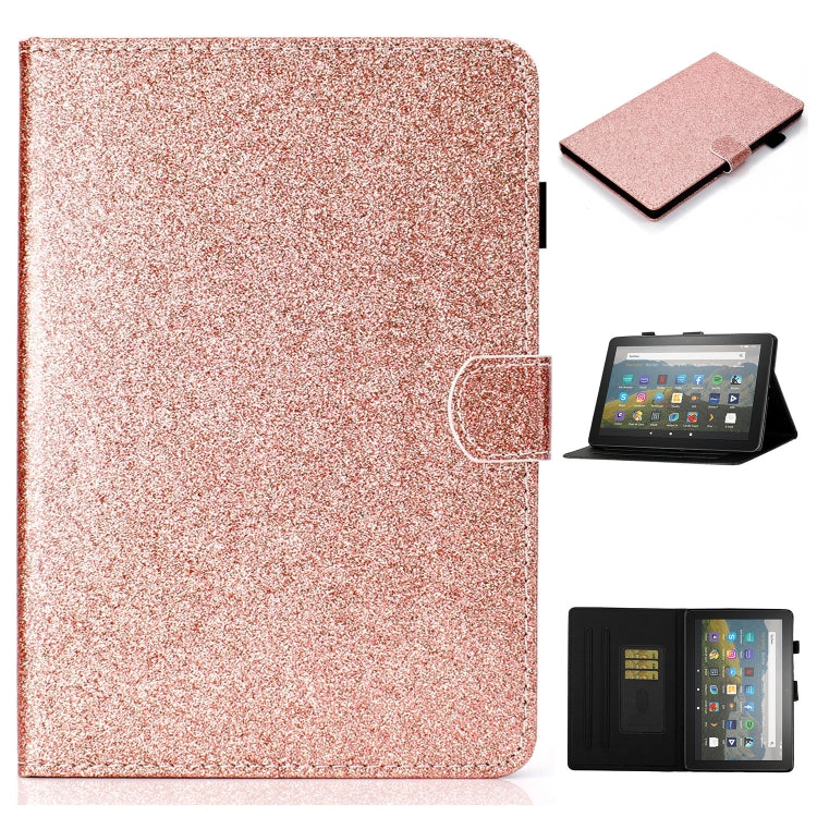 Per Amazon Fire HD 10 (2021) Custodia in pelle con flip orizzontale in polvere glitterata con slot per schede e supporto e funzione Sleep / Wake-up, For Amazon Fire HD 10 (2021)
