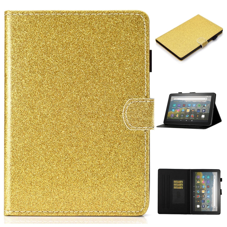 Per Amazon Fire HD 10 (2021) Custodia in pelle con flip orizzontale in polvere glitterata con slot per schede e supporto e funzione Sleep / Wake-up, For Amazon Fire HD 10 (2021)