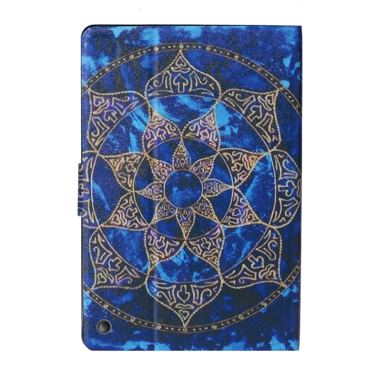 Custodia in pelle a ribalta orizzontale con disegno colorato a trama di tensione con supporto e slot per schede e funzione Sleep / Wake-up, For Amazon Fire HD 10 (2021)