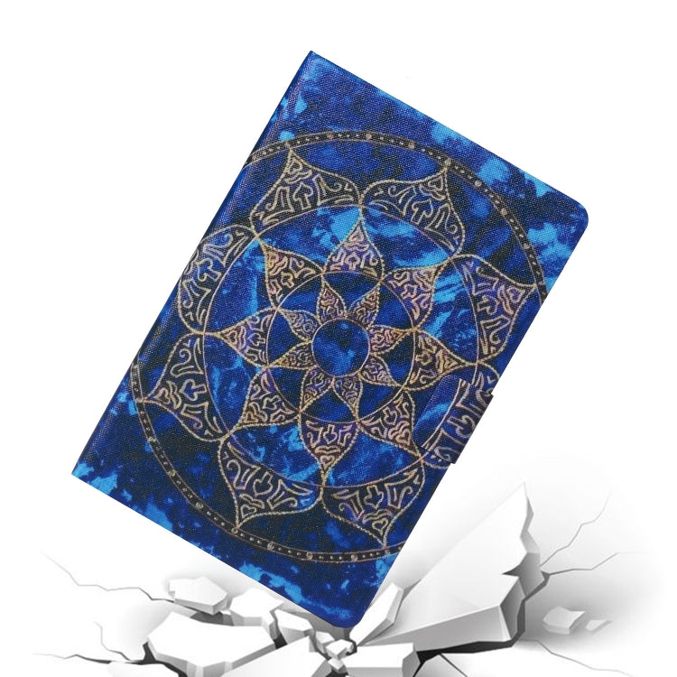 Custodia in pelle a ribalta orizzontale con disegno colorato a trama di tensione con supporto e slot per schede e funzione Sleep / Wake-up, For Amazon Fire HD 10 (2021)